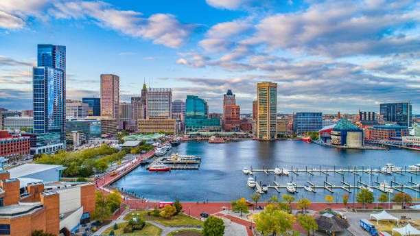 Baltimore, Maryland, USA Downtown Skyline Aerial.